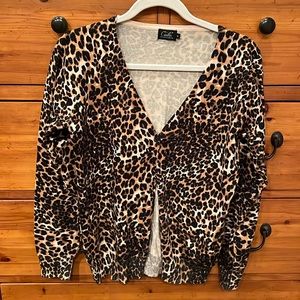 Animal print leopard cardigan sweater